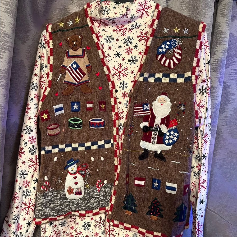 Ugly Sweater vest sz L with turtleneck sz XL